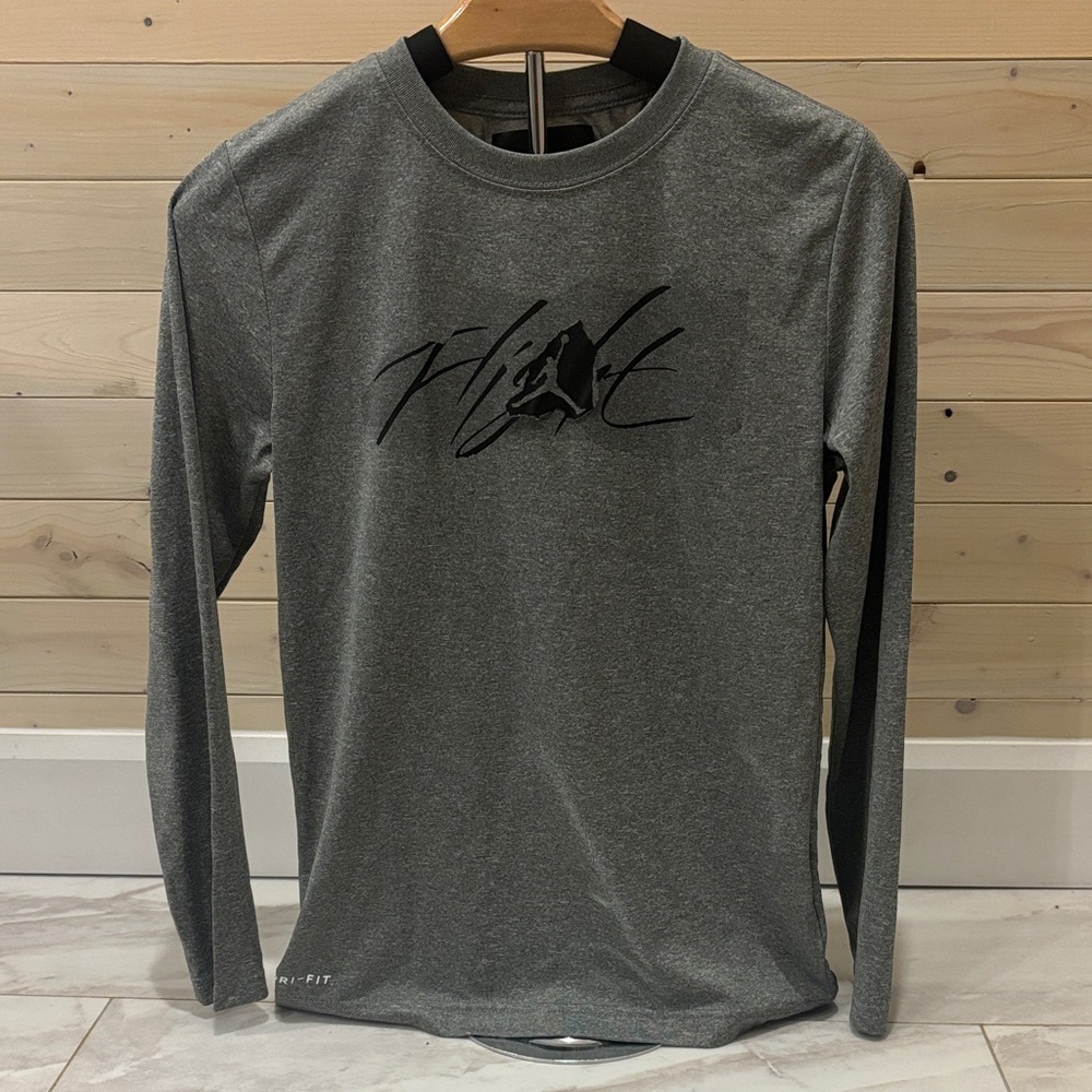 Youth Nike Flight Dri-Fit Gray Long Sleeve Tee